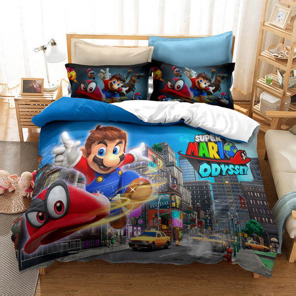 Mario Bros Cosplay Bedding Set Duvet Cover Halloween Bed Sheets