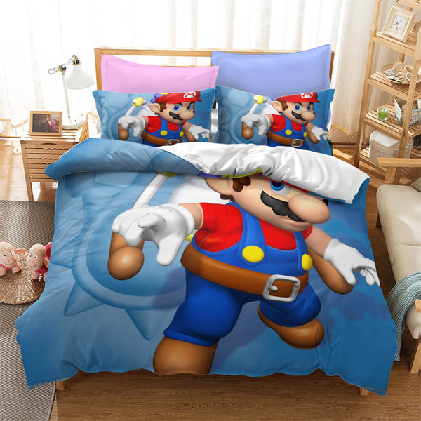 Mario Bros Cosplay Bedding Set Duvet Cover Halloween Bed Sheets