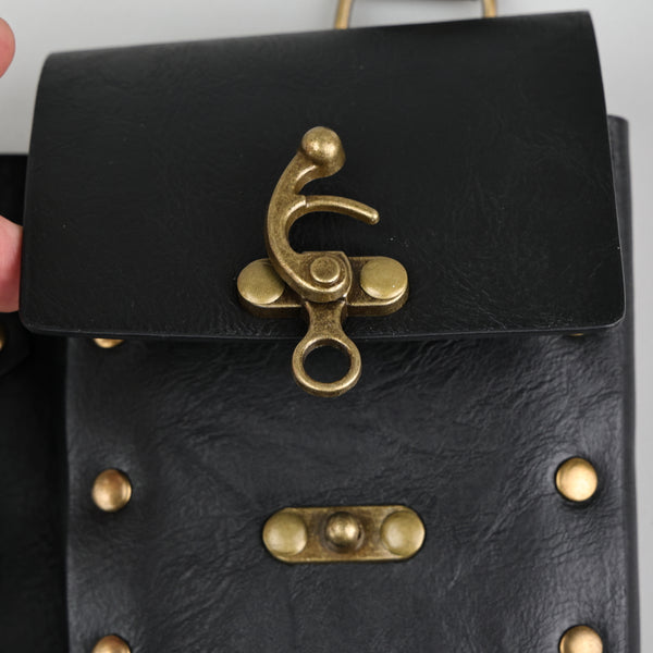 Medieval Alchemy Faux Leather Belt Bag with 2 Cork Potion Vials Fantasy Wizard Waist Pouch Side Pack