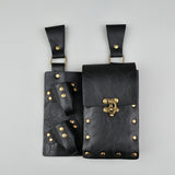 Medieval Alchemy Faux Leather Belt Bag with 2 Cork Potion Vials Fantasy Wizard Waist Pouch Side Pack