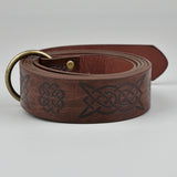 Medieval Vintage Embossed Leather Renaissance Knight Belt O Ring Costume Belts