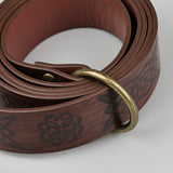 Medieval Vintage Embossed Leather Renaissance Knight Belt O Ring Costume Belts