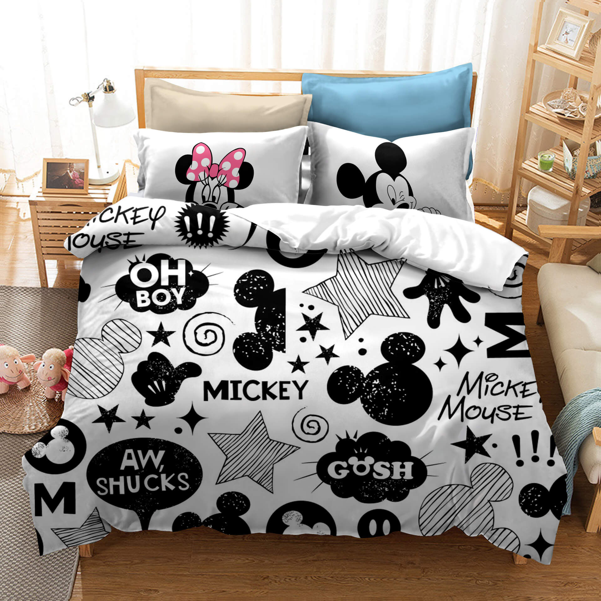 Mickey Mouse Cosplay Bedding Set Duvet Cover Halloween Sheets Bed Set