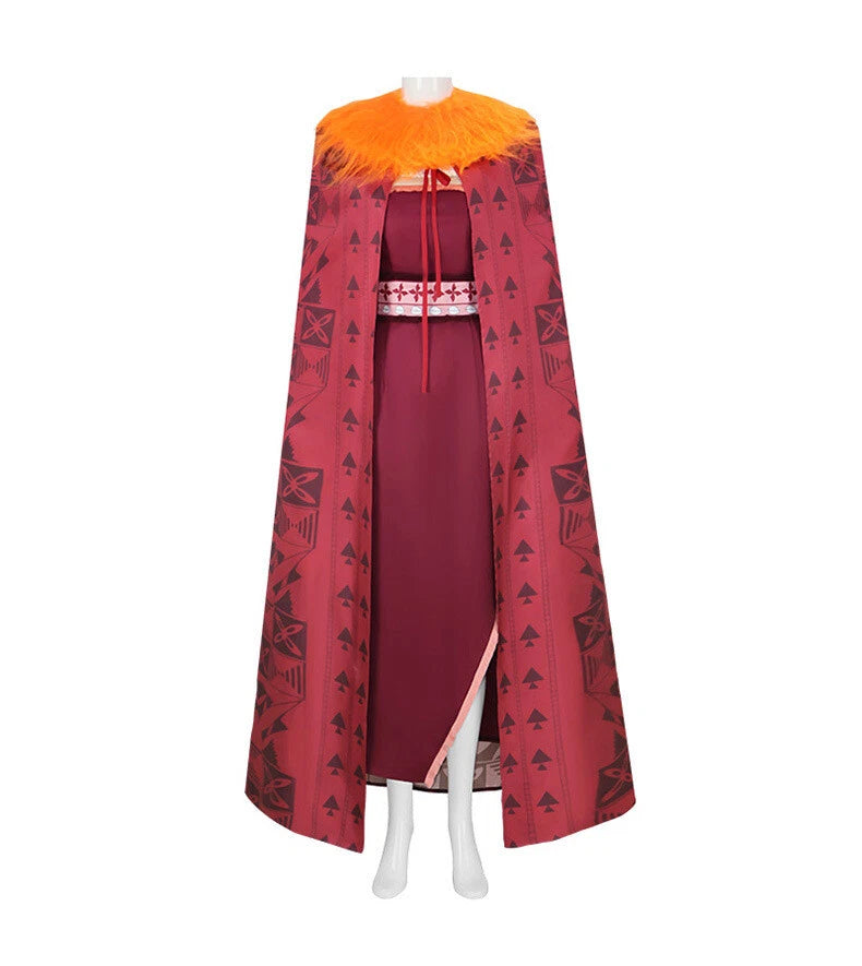 Moana 2 Matangi Dress Cloak Robe Halloween Cosplay Fancy Dress Carnival Suits, XL / Red