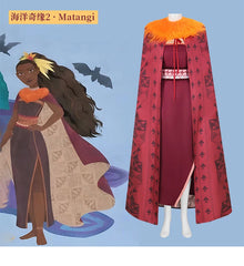 Moana 2 Matangi Dress Cloak Robe Halloween Cosplay Fancy Dress Carnival Suits