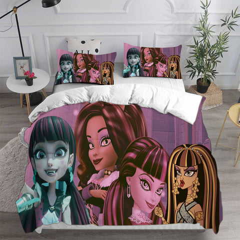 Monster High Bedding Sets Bed Quilt Cover Pillow Case Halloween Cosplay Comforter Sets