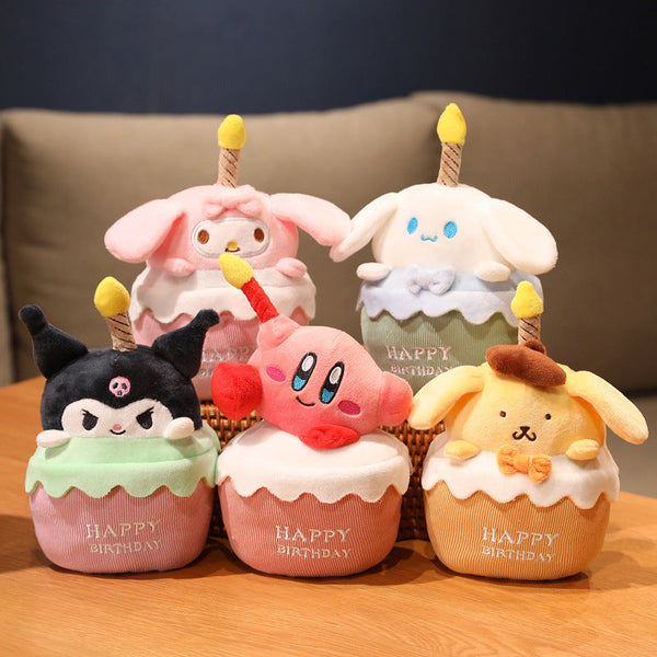Birthday Cake Plush Toys Soft Stuffed Gift Dolls for Kids Boys Girls