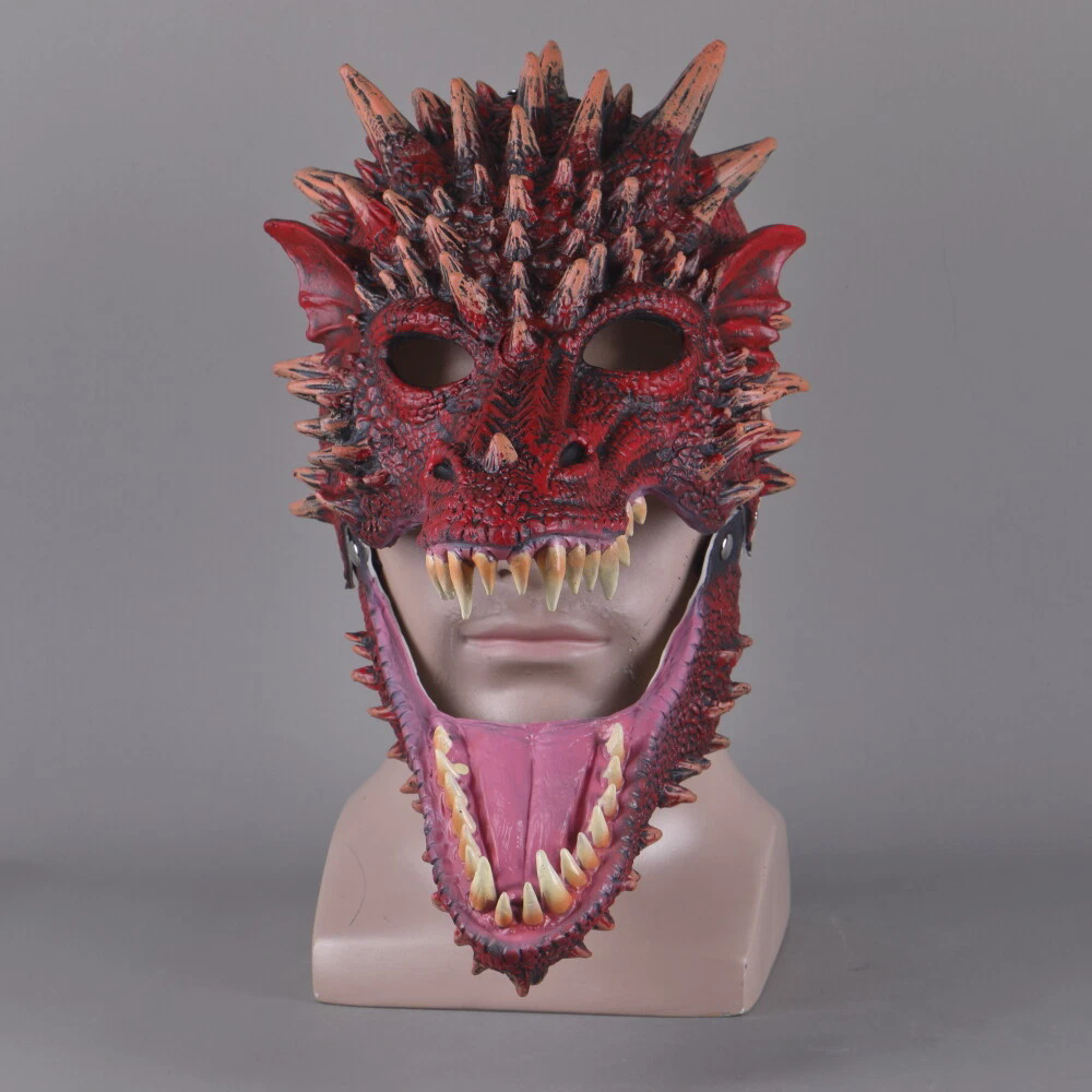 Open Moving Mouth Dragon Dinoaur Masks Cosplay Animal Fancy Dress Headwear Props