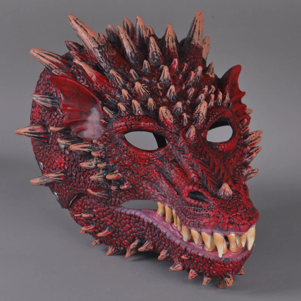Open Moving Mouth Dragon Dinoaur Masks Cosplay Animal Fancy Dress Headwear Props