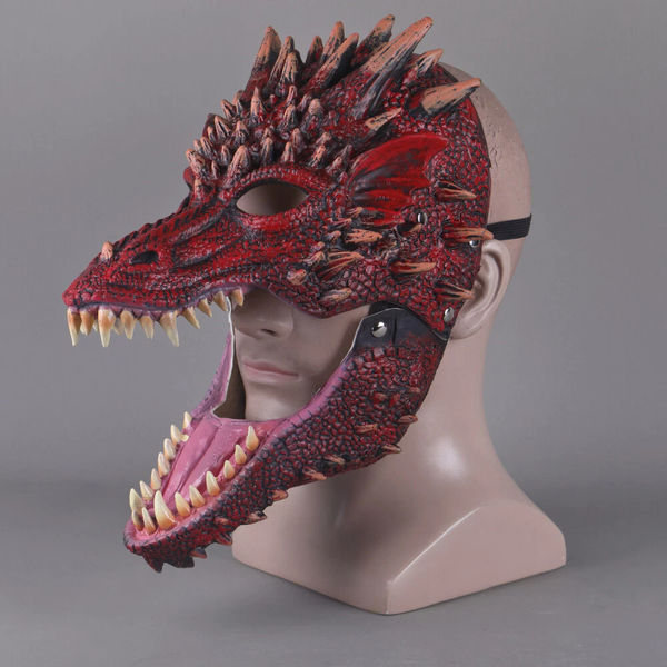 Open Moving Mouth Dragon Dinoaur Masks Cosplay Animal Fancy Dress Headwear Props