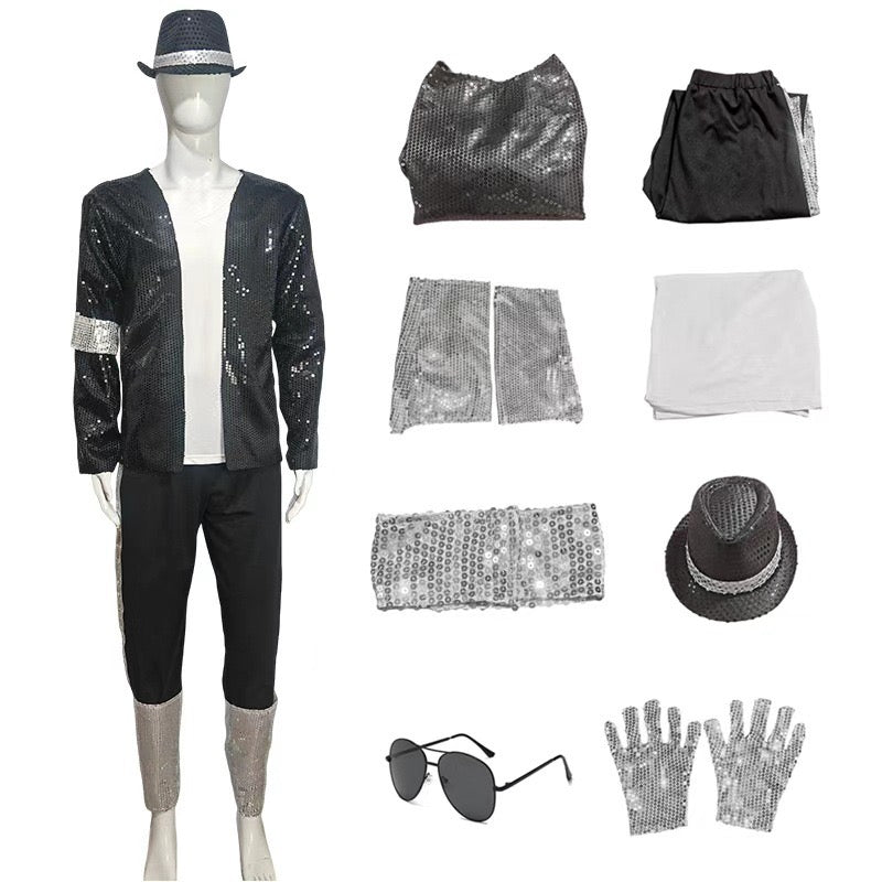 Pop Superstar Michael Jackson Costume Halloween Cosplay Costume for Kids Adults