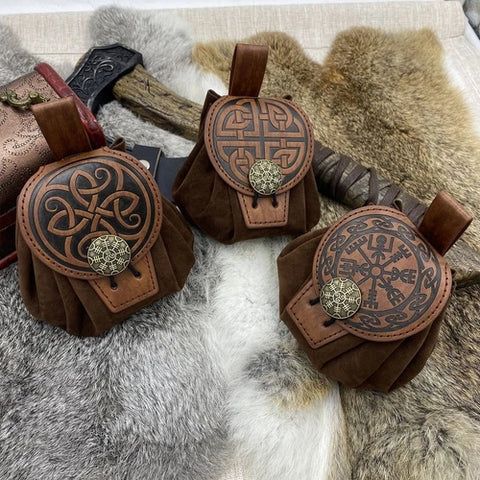 Retro Medieval Renaissance Viking Belt Pouch Coin Purse Waist Bags Waist Pack PU