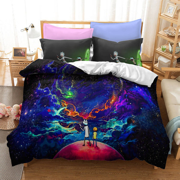 Rick And Morty Cosplay Bedding Duvet Cover Halloween Sheets Bed Set