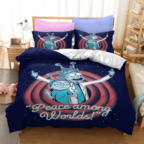 Rick And Morty Cosplay Bedding Duvet Cover Halloween Sheets Bed Set
