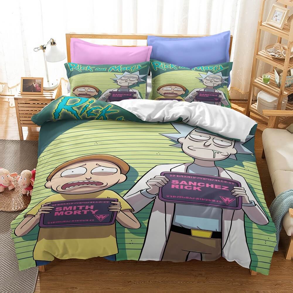 Rick And Morty Cosplay Bedding Duvet Cover Halloween Sheets Bed Set