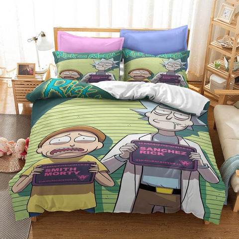 Rick And Morty Cosplay Bedding Duvet Cover Halloween Sheets Bed Set