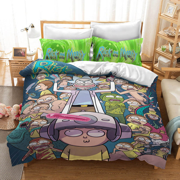 Rick And Morty Cosplay Bedding Duvet Cover Halloween Sheets Bed Set