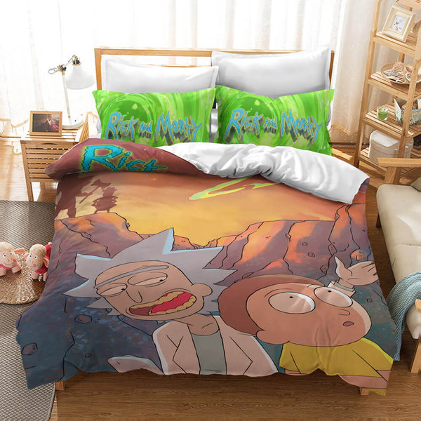 Rick And Morty Cosplay Bedding Set Duvet Cover Halloween Bed Sheets