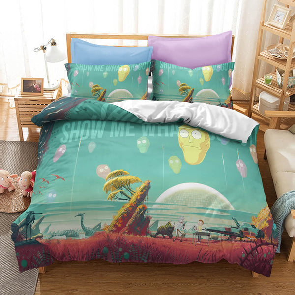 Rick And Morty Cosplay Bedding Set Duvet Cover Halloween Bed Sheets