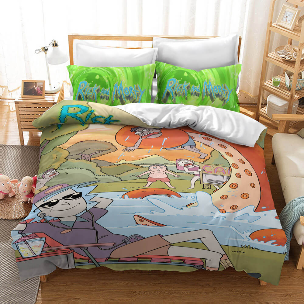 Rick And Morty Cosplay Bedding Set Duvet Cover Halloween Bed Sheets