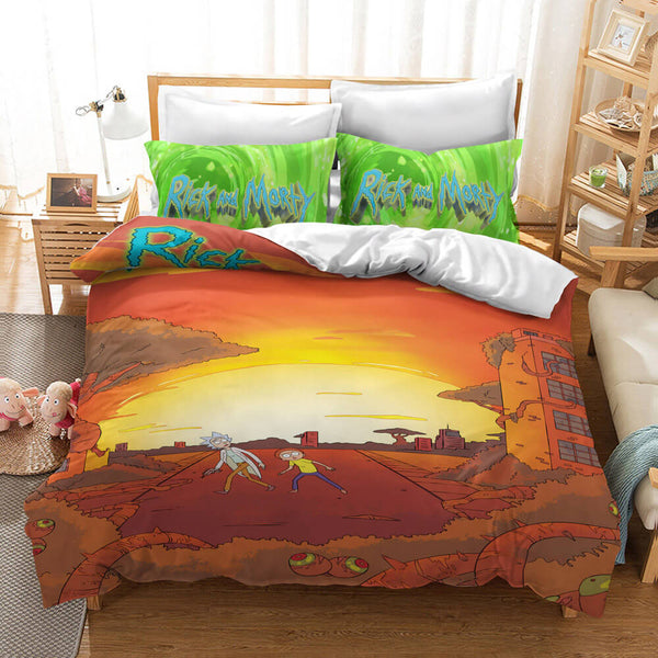Rick And Morty Cosplay Bedding Set Duvet Cover Halloween Bed Sheets