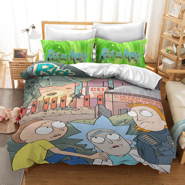 Rick And Morty Cosplay Bedding Set Duvet Cover Halloween Bed Sheets