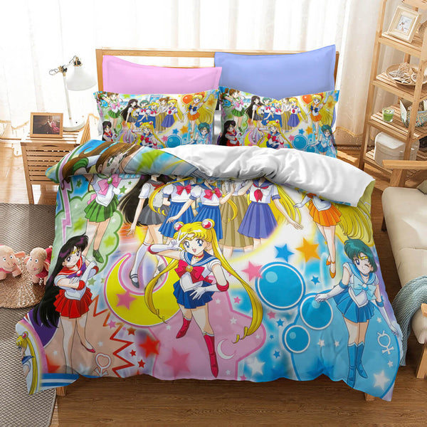 Sailor Moon Cosplay Bedding Set Duvet Cover Halloween Bed Sheets