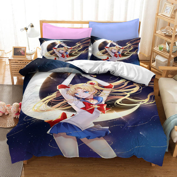 Sailor Moon Cosplay Bedding Set Duvet Cover Halloween Bed Sheets
