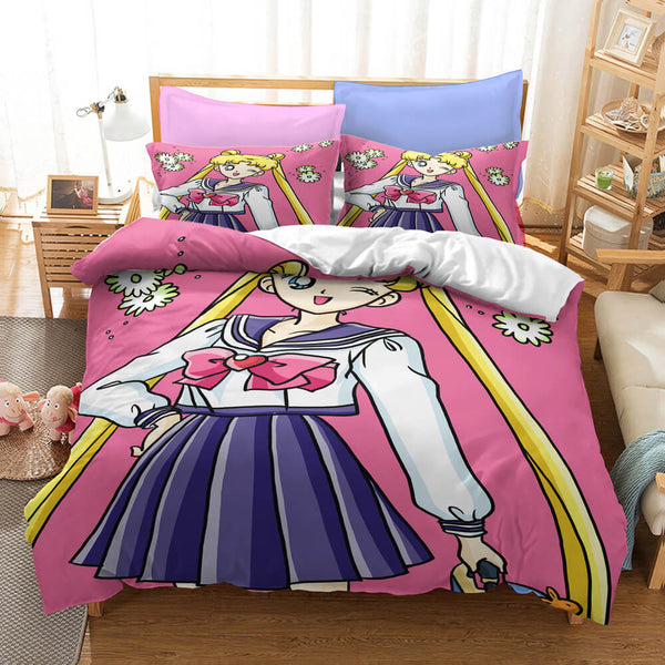Sailor Moon Cosplay Bedding Set Duvet Cover Halloween Bed Sheets