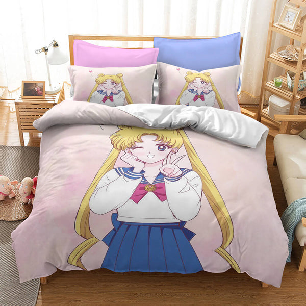 Sailor Moon Cosplay Bedding Set Duvet Cover Halloween Bed Sheets