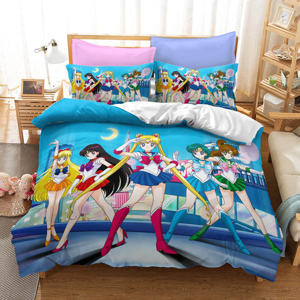 Sailor Moon Cosplay Bedding Set Duvet Cover Halloween Bed Sheets