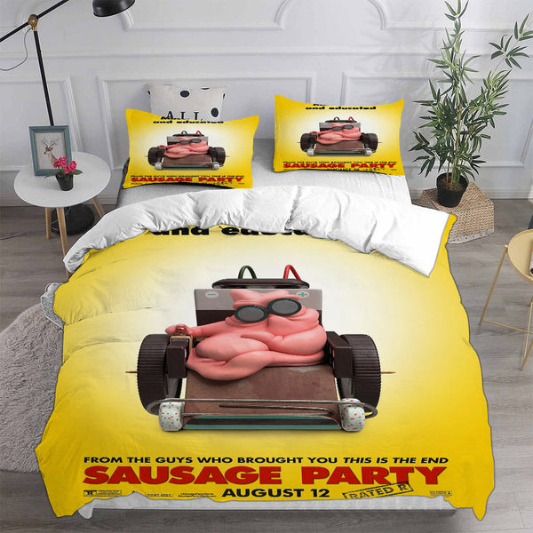 Sausage Party Bedding Sets Bed Quilt Cover Pillow Case Halloween Cosplay Comforter Sets