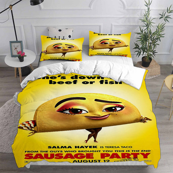 Sausage Party Bedding Sets Bed Quilt Cover Pillow Case Halloween Cosplay Comforter Sets