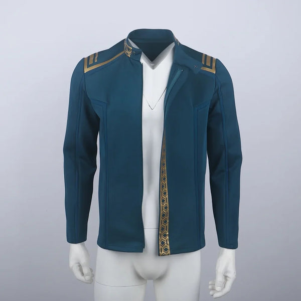 Star Trek SNW Captain Pike Gold Uniforms Spock Blue Top Shirts Cosplay Costumes for Men