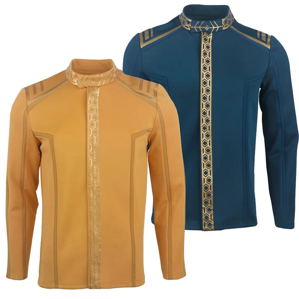 Star Trek SNW Captain Pike Gold Uniforms Spock Blue Top Shirts Cosplay Costumes for Men