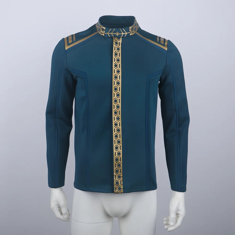 Star Trek SNW Captain Pike Gold Uniforms Spock Blue Top Shirts Cosplay Costumes for Men