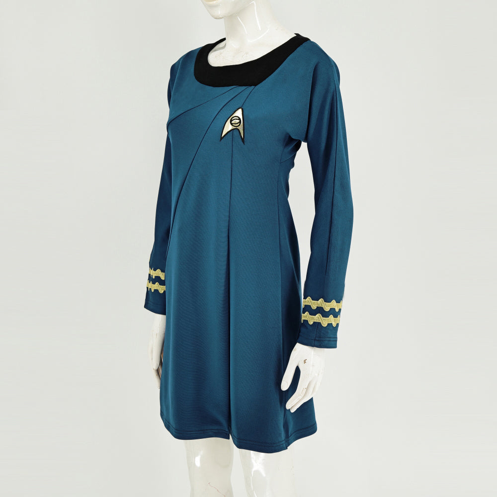 Star Trek TOS Female Duty Uniforms The Original Series Blue Gold Red Dress Costume, 3XL / Blue