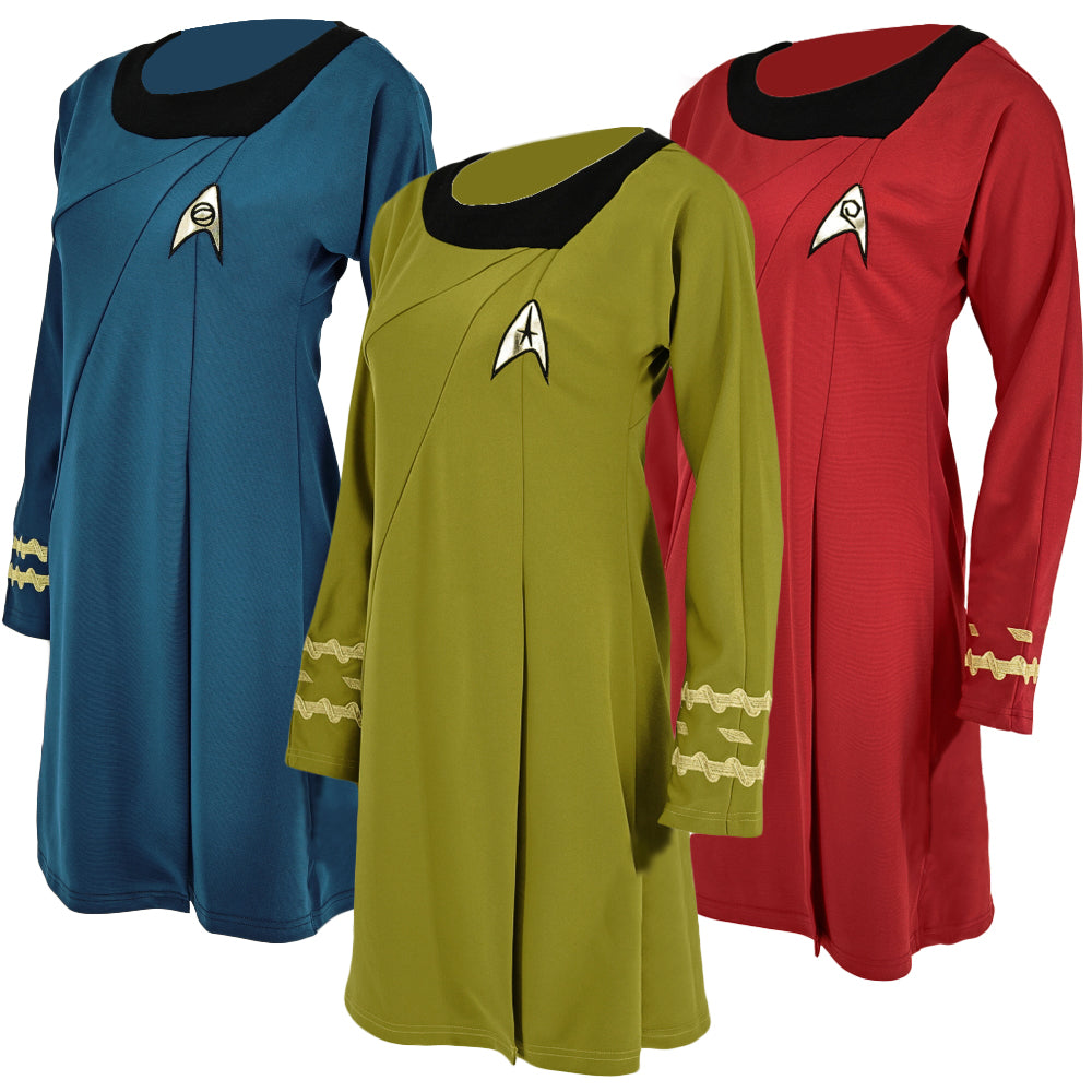 Star Trek TOS Female Duty Uniforms The Original Series Blue Gold Red Dress Costume, 3XL / Blue Star Trek TOS Female Duty Uniforms The Original Series Blue Gold Red Dress Costume, 3XL / Blue