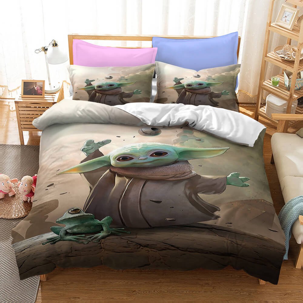 Star Wars The Mandalorian Baby Yoda Cosplay Duvet Cover Set Halloween Comforter