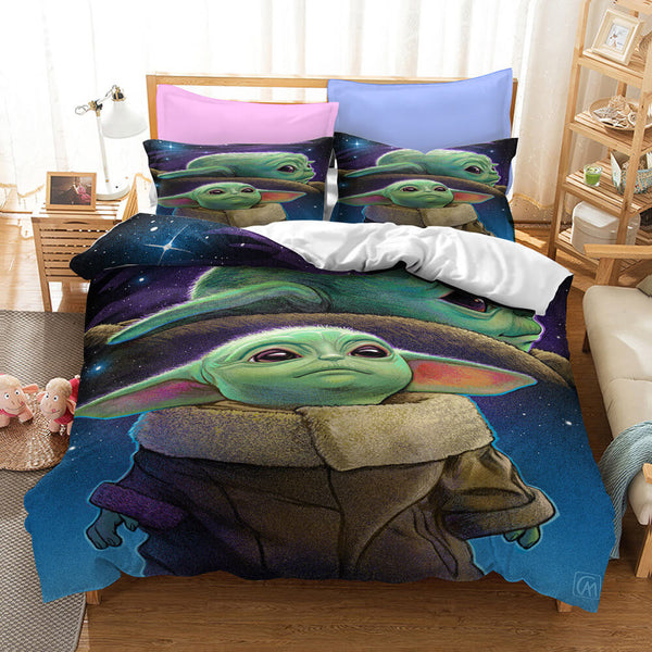 Star Wars The Mandalorian Baby Yoda Cosplay Duvet Cover Set Halloween Comforter