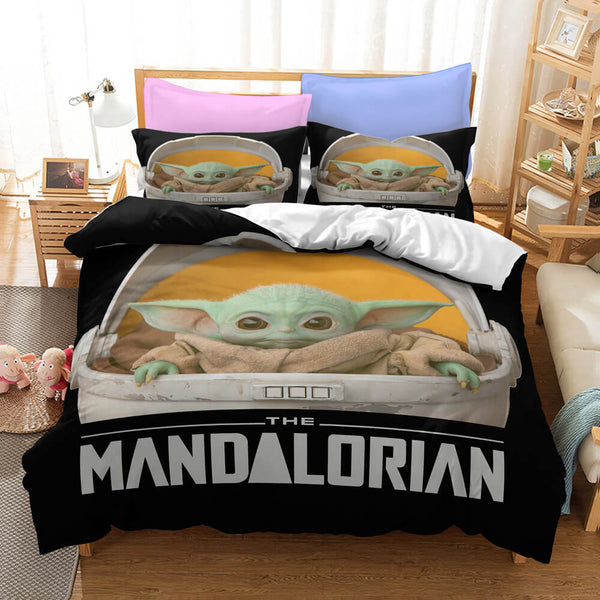 Star Wars The Mandalorian Baby Yoda Cosplay Duvet Cover Set Halloween Comforter