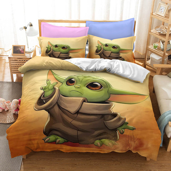 Star Wars The Mandalorian Baby Yoda Cosplay Duvet Cover Set Halloween Comforter