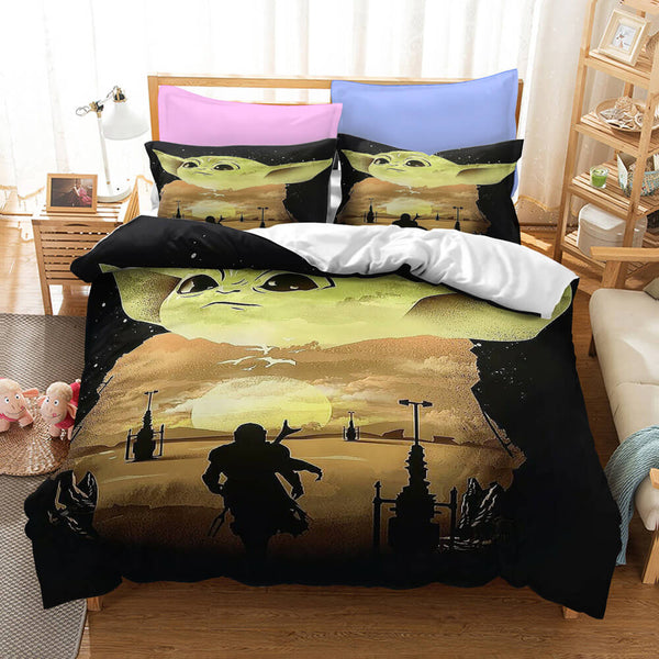 Star Wars The Mandalorian Baby Yoda Cosplay Duvet Cover Set Halloween Quilt Cover