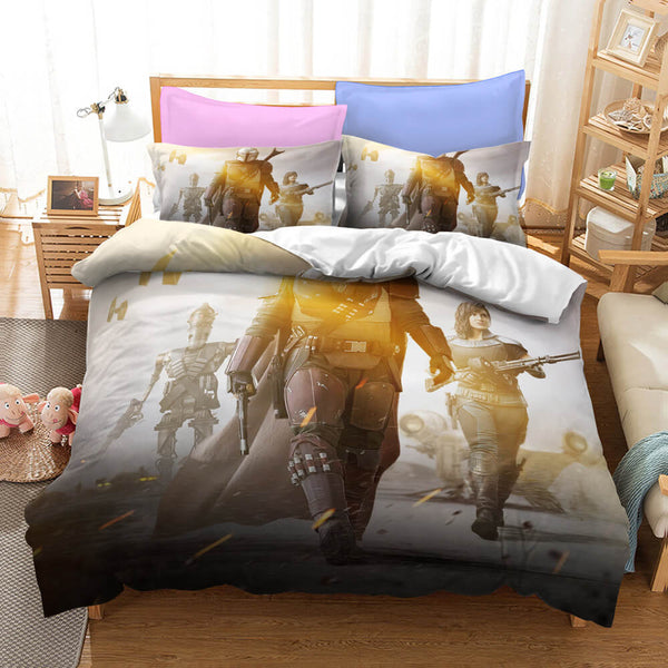 Star Wars The Mandalorian Cosplay Bedding Duvet Cover Halloween Sheets Bed Set