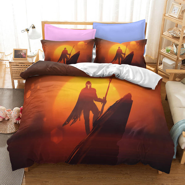 Star Wars The Mandalorian Cosplay Bedding Duvet Cover Halloween Sheets Bed Set