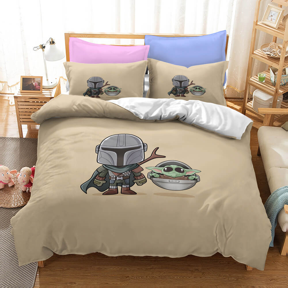 Star Wars The Mandalorian Cosplay Bedding Duvet Cover Halloween Sheets Bed Set