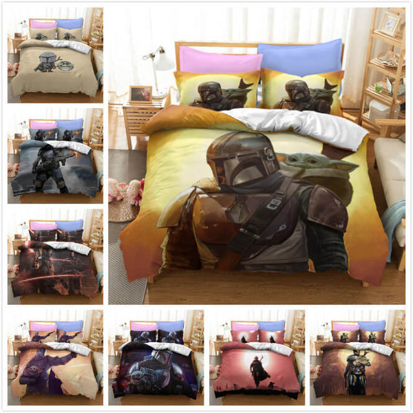 Star Wars The Mandalorian Cosplay Bedding Duvet Cover Halloween Sheets Bed Set
