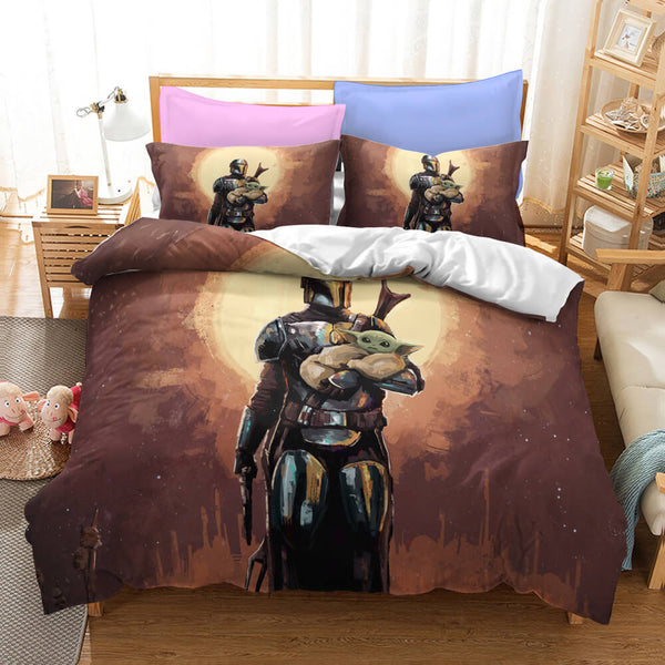 Star Wars The Mandalorian Cosplay Bedding Duvet Cover Halloween Sheets Bed Set