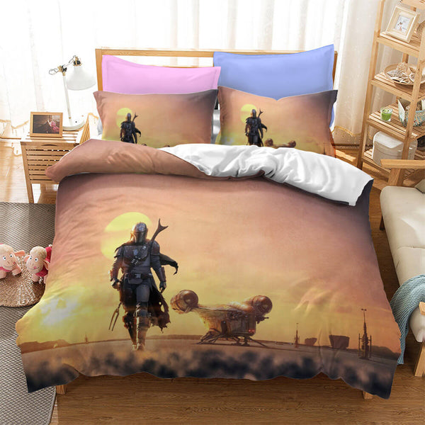 Star Wars The Mandalorian Cosplay Bedding Duvet Cover Halloween Sheets Bed Set