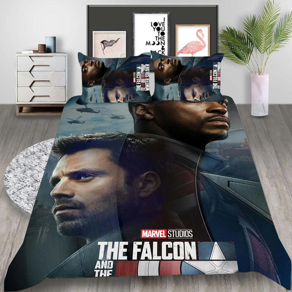 The Falcon and the Winter Soldier Cosplay Duvet Cover Set Halloween Quilt Cover